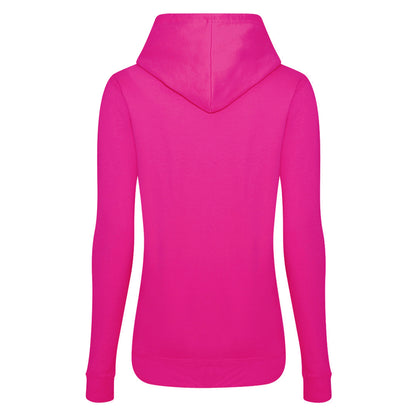Hot Pink - Back - AWDis Just Hoods Womens-Ladies Girlie College Pullover Hoodie