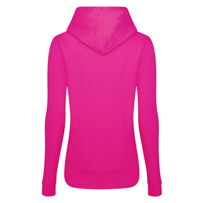 Hot Pink - Back - AWDis Just Hoods Womens-Ladies Girlie College Pullover Hoodie