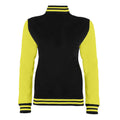 Jet Black-Electric Yellow - Back - AWDis Just Hoods Womens-Ladies Electric Varsity Jacket