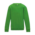 Kelly Green - Side - AWDis Just Hoods Childrens-Kids Plain Crew Neck Sweatshirt