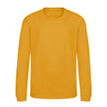 Mustard Yellow - Front - AWDis Just Hoods Childrens-Kids Plain Crew Neck Sweatshirt