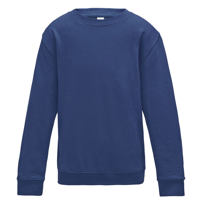 Royal Blue - Front - AWDis Just Hoods Childrens-Kids Plain Crew Neck Sweatshirt