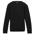 Jet Black - Front - AWDis Just Hoods Childrens-Kids Plain Crew Neck Sweatshirt
