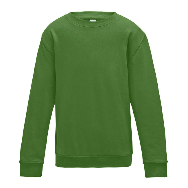 Kelly Green - Front - AWDis Just Hoods Childrens-Kids Plain Crew Neck Sweatshirt