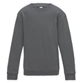 Storm Grey - Front - AWDis Just Hoods Childrens-Kids Plain Crew Neck Sweatshirt