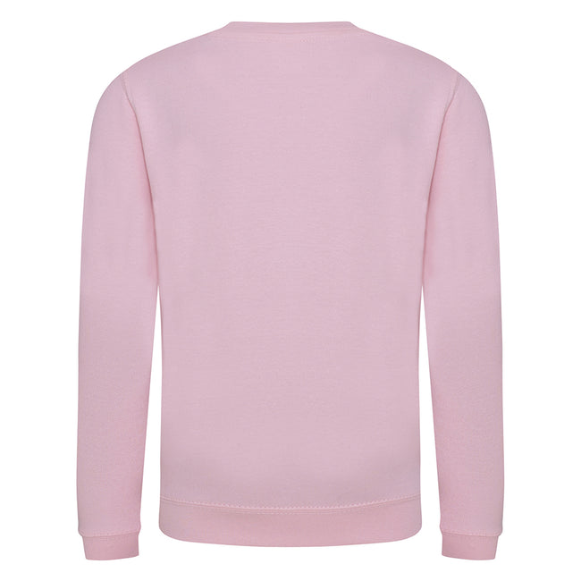 Baby Pink - Back - AWDis Just Hoods Childrens-Kids Plain Crew Neck Sweatshirt