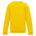 Sun Yellow - Front - AWDis Just Hoods Childrens-Kids Plain Crew Neck Sweatshirt