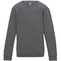 Storm Grey - Front - AWDis Just Hoods Childrens-Kids Plain Crew Neck Sweatshirt