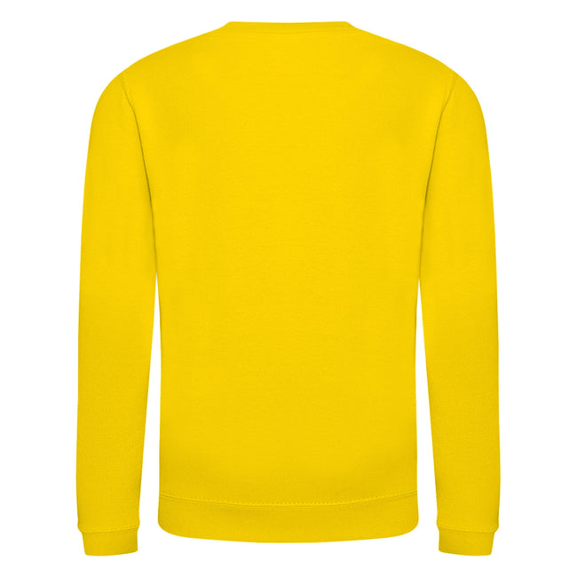 Sun Yellow - Back - AWDis Just Hoods Childrens-Kids Plain Crew Neck Sweatshirt