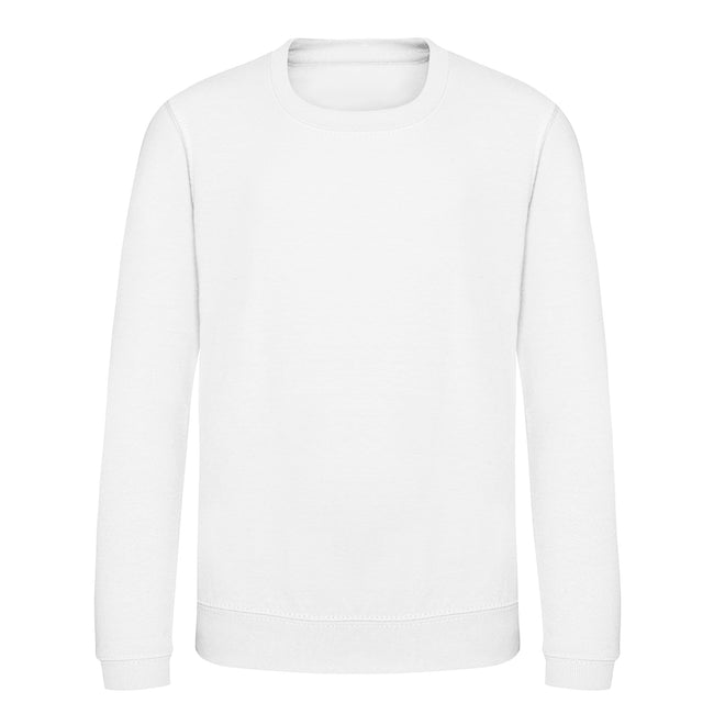 Arctic White - Front - AWDis Just Hoods Childrens-Kids Plain Crew Neck Sweatshirt