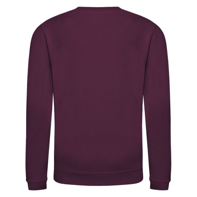 Burgundy - Back - AWDis Just Hoods Childrens-Kids Plain Crew Neck Sweatshirt