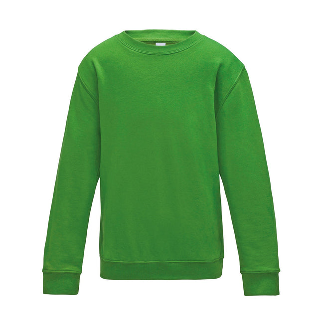 Lime Green - Front - AWDis Just Hoods Childrens-Kids Plain Crew Neck Sweatshirt