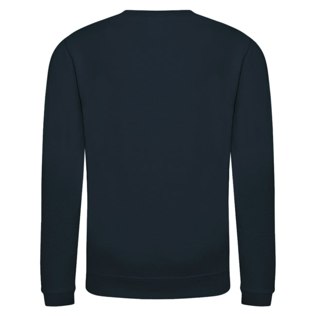 New French Navy - Back - AWDis Just Hoods Childrens-Kids Plain Crew Neck Sweatshirt