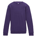 Purple - Front - AWDis Just Hoods Childrens-Kids Plain Crew Neck Sweatshirt