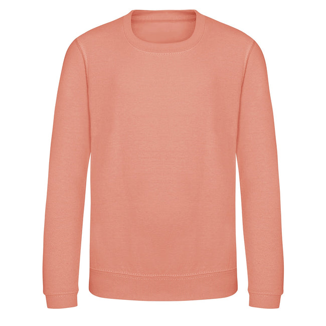 Dusty Pink - Front - AWDis Just Hoods Childrens-Kids Plain Crew Neck Sweatshirt