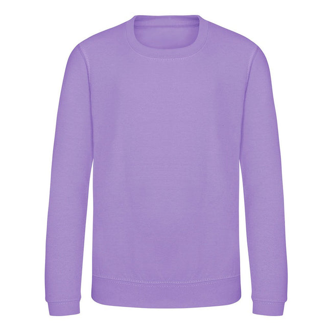 Digital Lavender - Front - AWDis Just Hoods Childrens-Kids Plain Crew Neck Sweatshirt