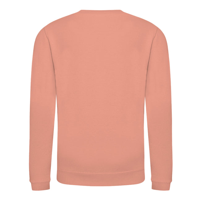 Dusty Pink - Back - AWDis Just Hoods Childrens-Kids Plain Crew Neck Sweatshirt