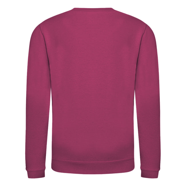Hot Pink - Back - AWDis Just Hoods Childrens-Kids Plain Crew Neck Sweatshirt