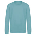 Seafoam - Front - AWDis Just Hoods Childrens-Kids Plain Crew Neck Sweatshirt