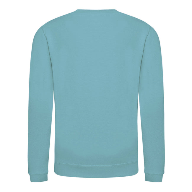 Seafoam - Back - AWDis Just Hoods Childrens-Kids Plain Crew Neck Sweatshirt