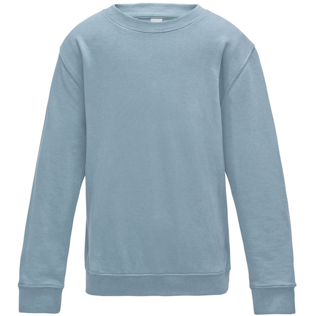 Sky Blue - Front - AWDis Just Hoods Childrens-Kids Plain Crew Neck Sweatshirt