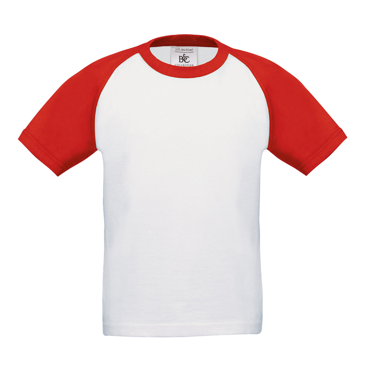 White-Red - Front - B&C Childrens Boys Short Sleeve Baseball T-Shirt