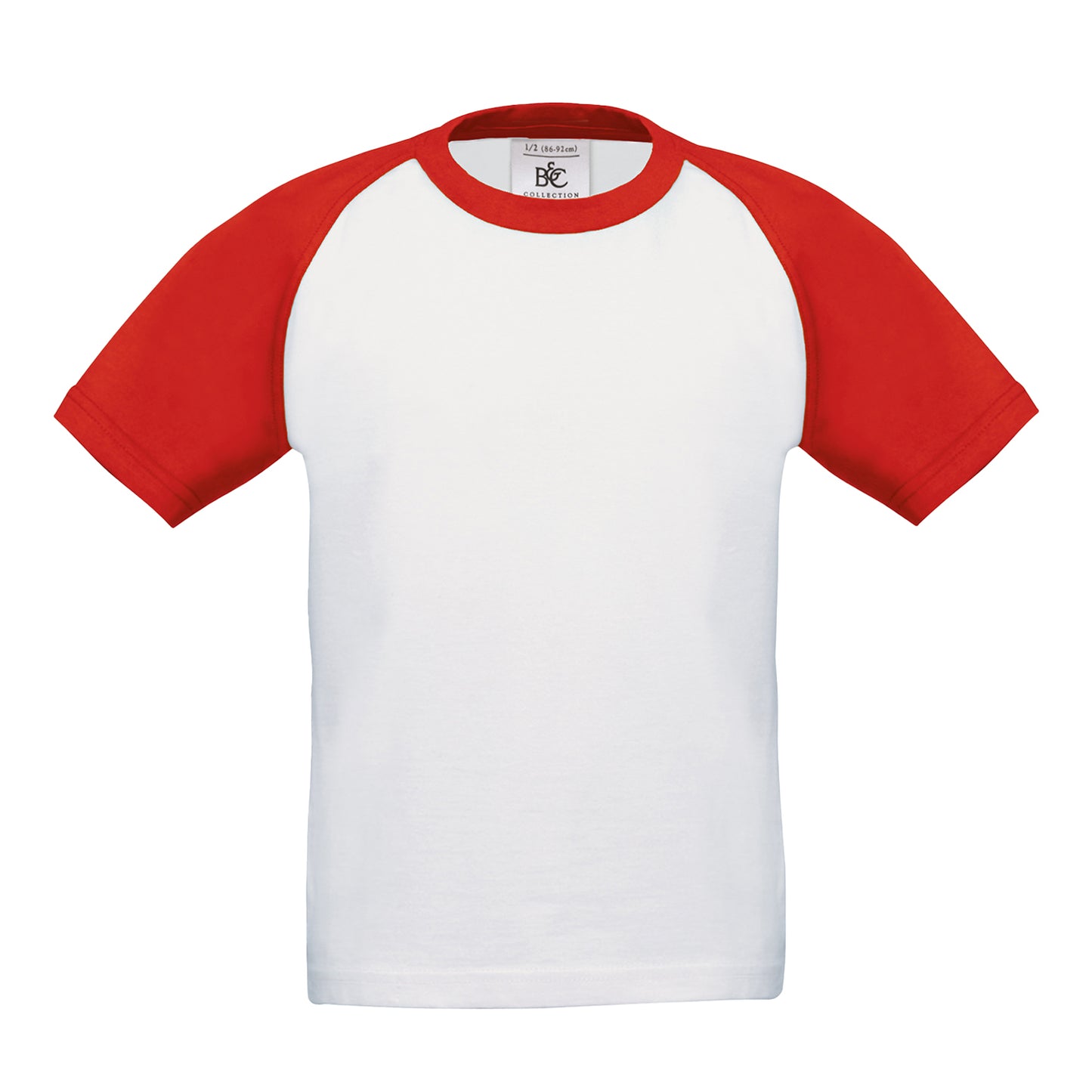 White-Red - Front - B&C Childrens Boys Short Sleeve Baseball T-Shirt