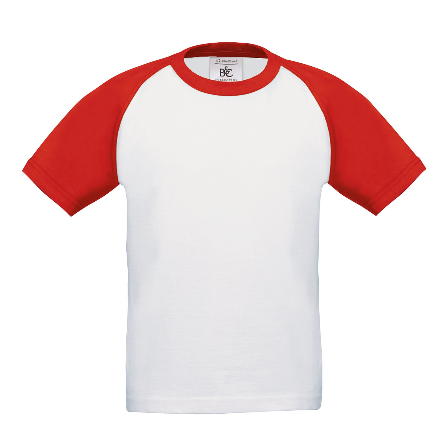 White-Red - Front - B&C Childrens Boys Short Sleeve Baseball T-Shirt