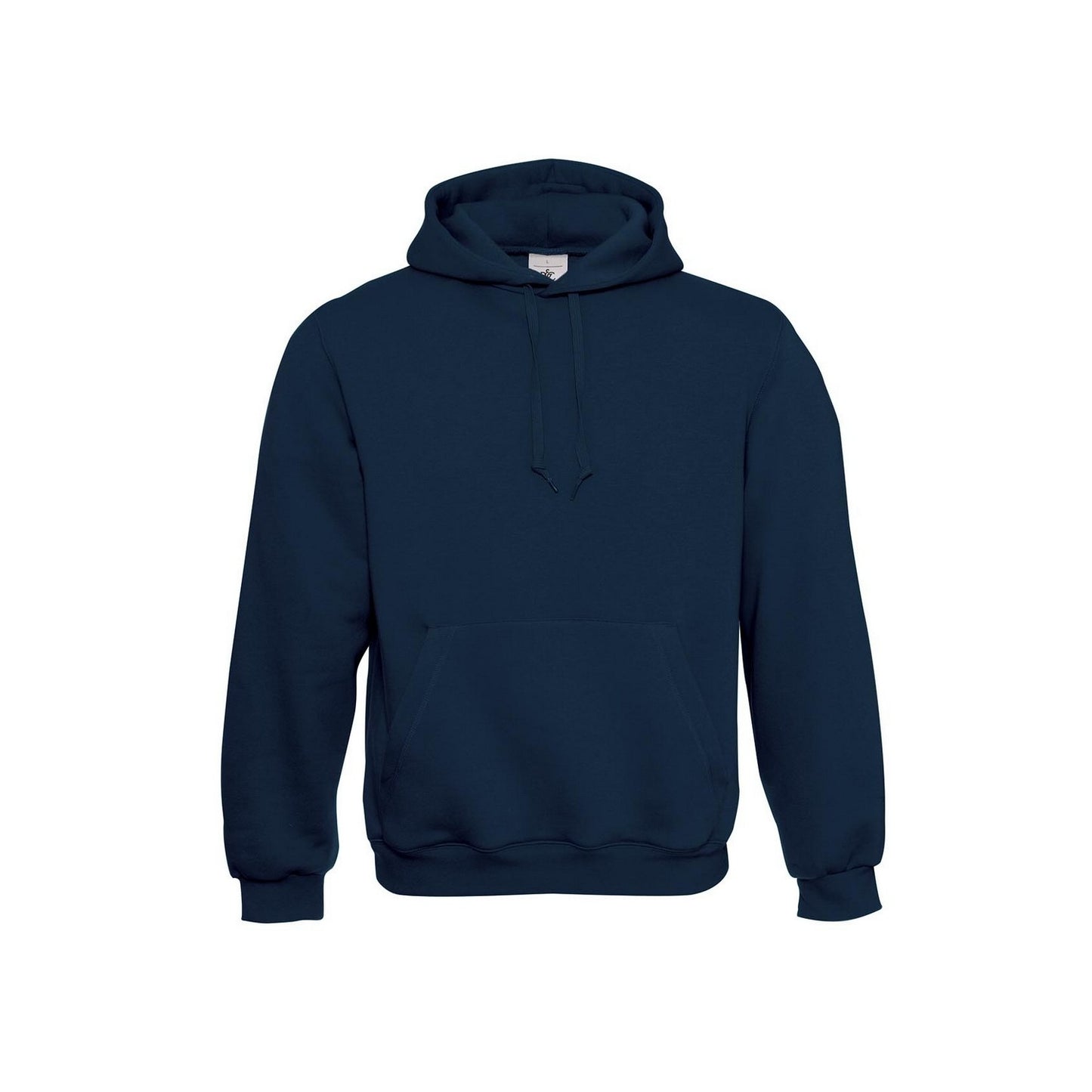 Navy - Front - B&C Childrens-Kids Plain Drawstring Hoodie