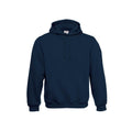 Navy - Front - B&C Childrens-Kids Plain Drawstring Hoodie