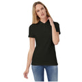 Black - Back - B&C Womens-Ladies ID.001 Plain Short Sleeve Polo Shirt