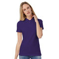 Purple - Back - B&C Womens-Ladies ID.001 Plain Short Sleeve Polo Shirt