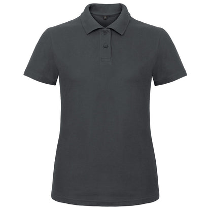 Anthracite - Front - B&C Womens-Ladies ID.001 Plain Short Sleeve Polo Shirt