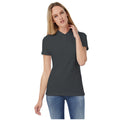 Anthracite - Back - B&C Womens-Ladies ID.001 Plain Short Sleeve Polo Shirt