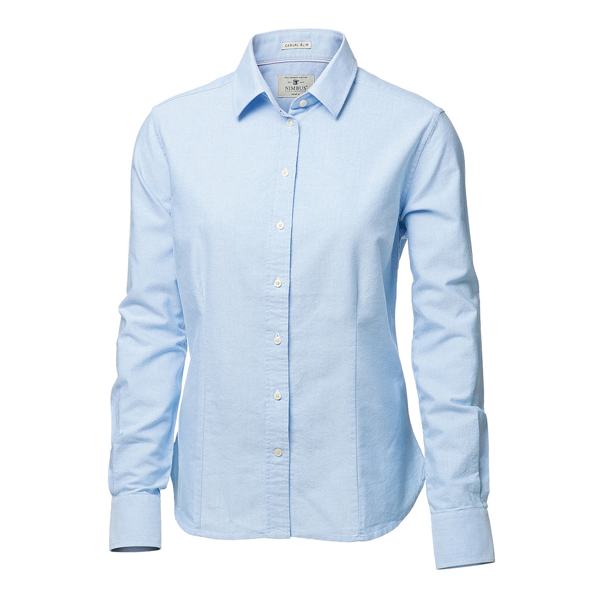 Light Blue - Front - Nimbus Womens-Ladies Rochester Oxford Long Sleeve Formal Shirt