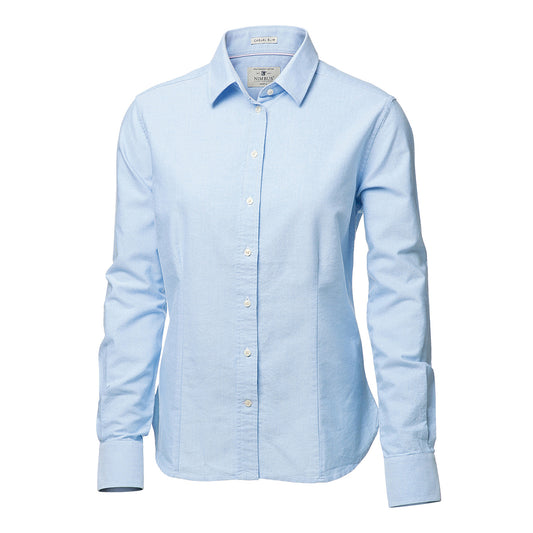 Light Blue - Front - Nimbus Womens-Ladies Rochester Oxford Long Sleeve Formal Shirt