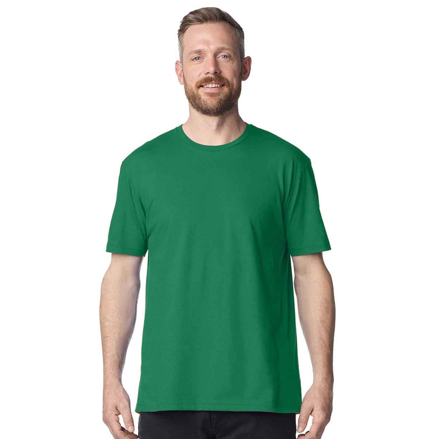 Kelly Green - Side - Gildan Mens Short Sleeve Soft-Style T-Shirt