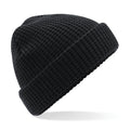 Black - Front - Beechfield Unisex Classic Waffle Knit Winter Beanie Hat