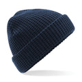 French Navy - Front - Beechfield Unisex Classic Waffle Knit Winter Beanie Hat