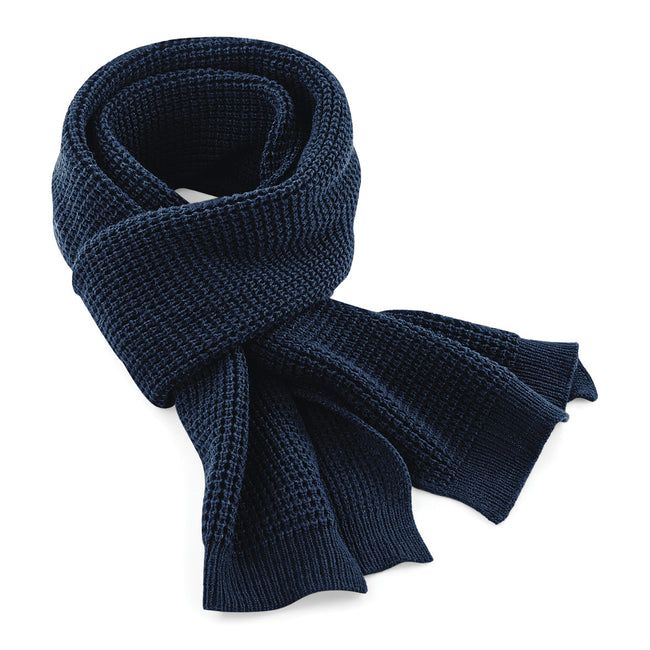 French Navy - Front - Beechfield Unisex Classic Waffle Knit Winter Scarf