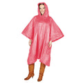 Red - Back - Hooded Plastic Reusable Poncho