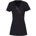Black - Front - Premier Womens-Ladies Rose Beauty & Spa Wrap Satin Trim Tunic