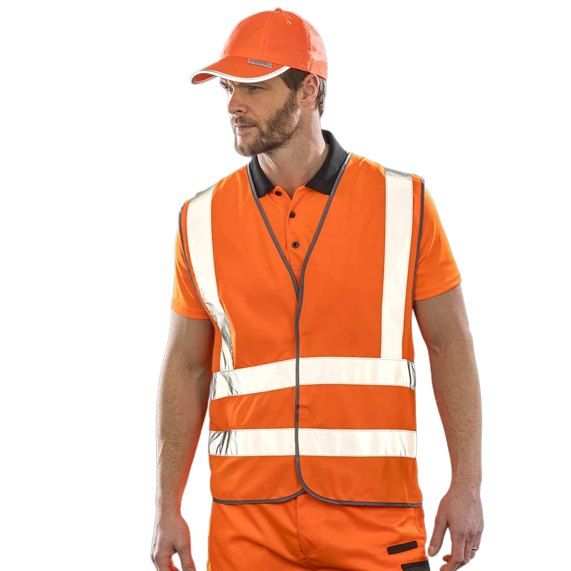 Fluorescent Orange - Side - Result Mens Core Safety Hi Viz Vest