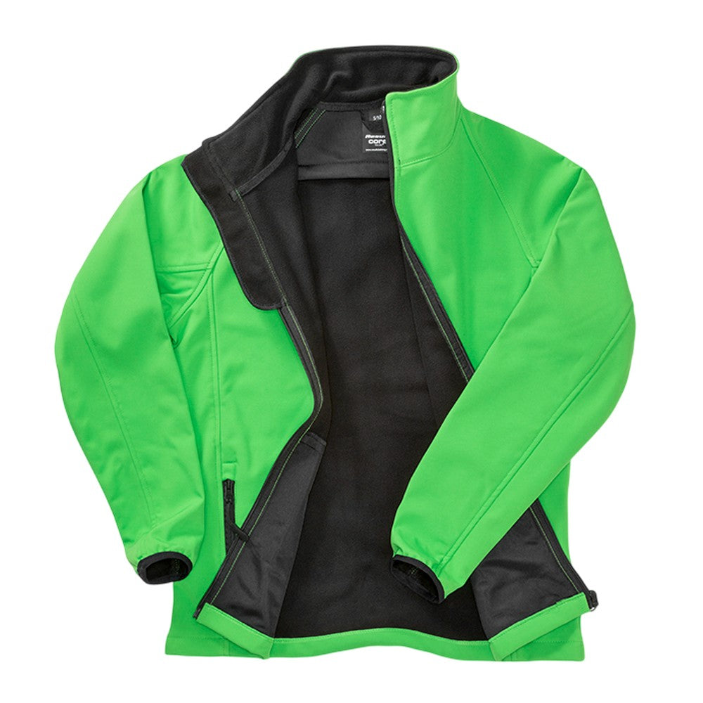 Vivid Green - Black - Back - Result Womens-Ladies Core Printable Softshell Jacket