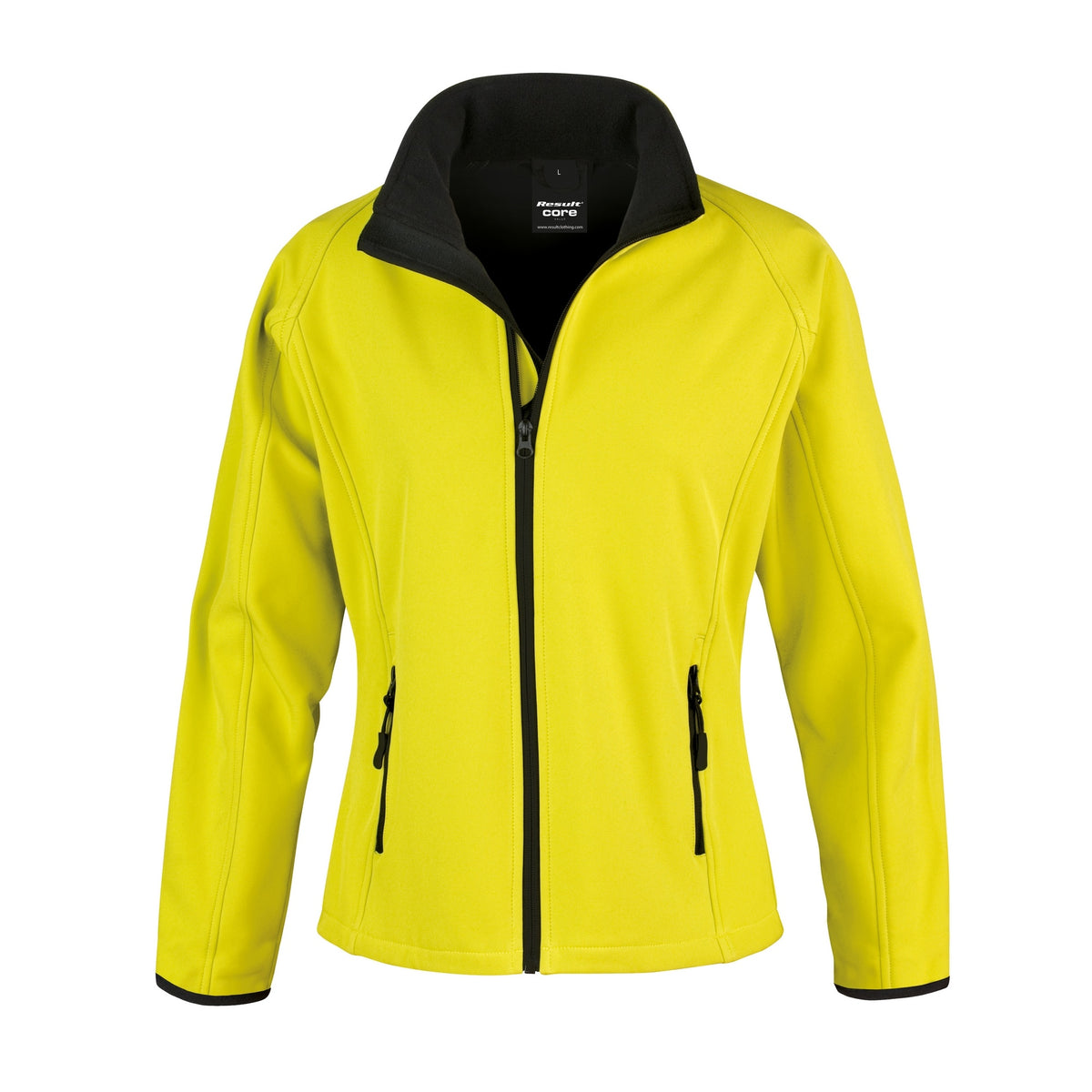 Yellow - Black - Front - Result Womens-Ladies Core Printable Softshell Jacket