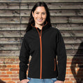 Black - Orange - Back - Result Womens-Ladies Core Printable Softshell Jacket