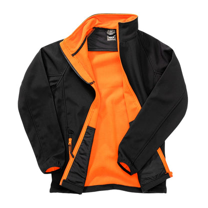 Black - Orange - Back - Result Womens-Ladies Core Printable Softshell Jacket