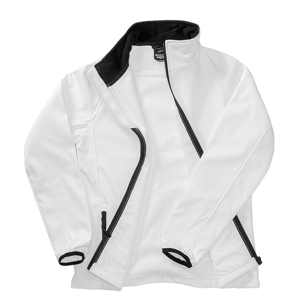 White- Black - Side - Result Womens-Ladies Core Printable Softshell Jacket