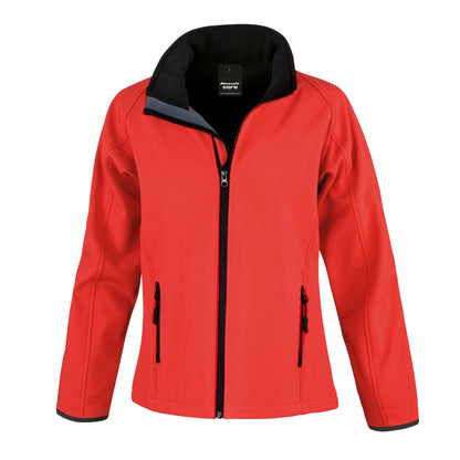 Red - Black - Front - Result Womens-Ladies Core Printable Softshell Jacket