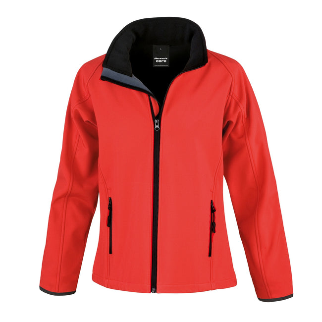 Red - Black - Front - Result Womens-Ladies Core Printable Softshell Jacket